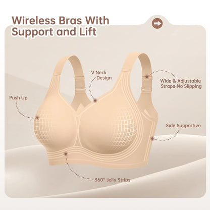 Plus Size Push up Jelly Bra Seamless No Underwire Bras Full Coverage Brassiere Hide Back Fat Tshirt Bras Comfort Daily Bralette