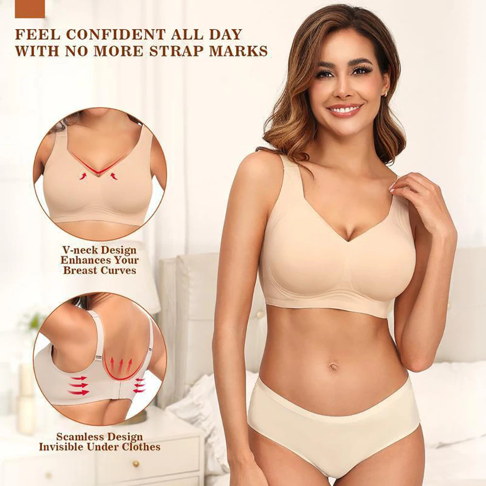 Plus Size Push up Jelly Bra Seamless No Underwire Bras Full Coverage Brassiere Hide Back Fat Tshirt Bras Comfort Daily Bralette