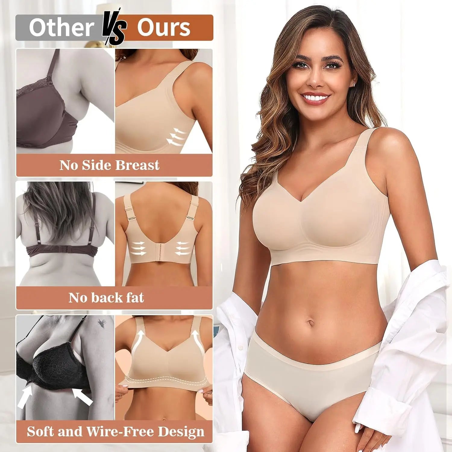 Plus Size Push up Jelly Bra Seamless No Underwire Bras Full Coverage Brassiere Hide Back Fat Tshirt Bras Comfort Daily Bralette