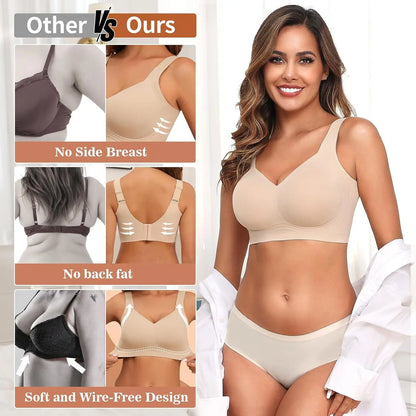 Plus Size Push up Jelly Bra Seamless No Underwire Bras Full Coverage Brassiere Hide Back Fat Tshirt Bras Comfort Daily Bralette